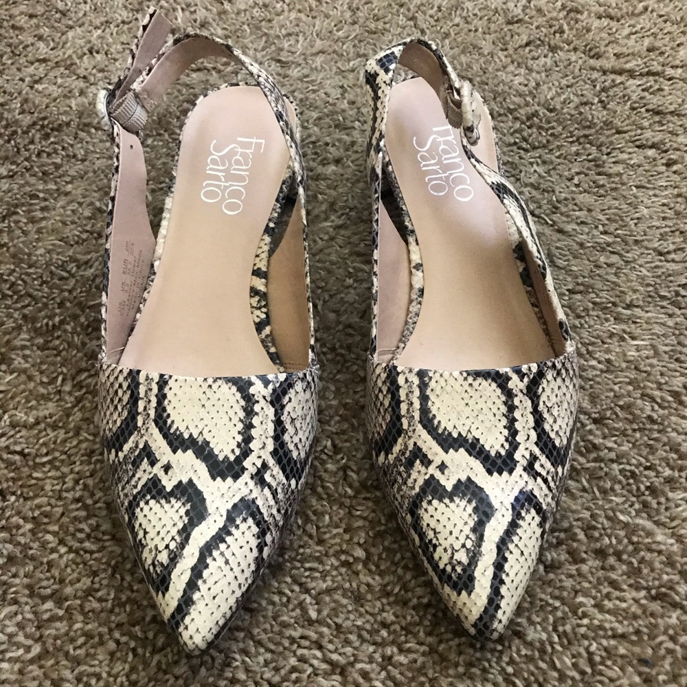 Franco Sarto | Sling-Back Low Snake Skin Heel - Picture 2 of 6